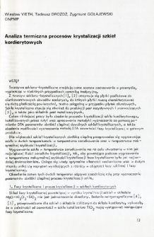 Analiza termiczna proces&oacute;w krystalizacji szkieł kordierytowych = Thermal analysis of crystallization process in cordierite glasses