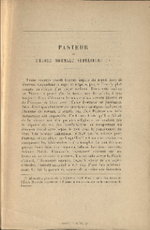 Pasteur et l'École Normale supérieure