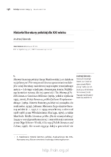 Historia literatury polskiej dla XXI wieku