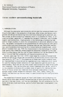 Some modern semiconductoring materials = Nowoczesne materiały p&oacute;łprzewodnikowe