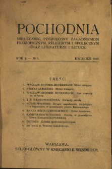 Pochodnia : miesięcznik poświęcony zagadnieniom filozoficznym, religijnym i społecznym oraz literaturze i sztuce
