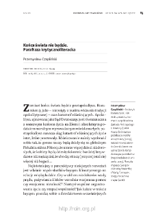 Końca świata nie będzie. Parafraza krytycznoliteracka