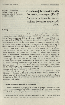 O zmiennej liczebności małża Dreissena polymorpha (Pall.)