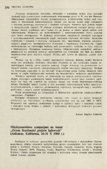 Międzynarodowe sympozjum na temat "Oceny liczebności ptak&oacute;w lądowych" (Asilomar, Kalifornia, 26-31 X 1980 r.)