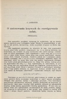 O zastosowaniu krzywych do rozwiązywania zadań (dokończenie)