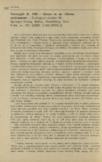 Nievergelt B. 1981 - Ibexes in an African environment - Ecological studies 40, Springer-Verlag, Berlin, Heidelberg, New York, ss. 189. [ISBN 3-540-10592-1]