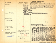 Kartoteka oceny histopatologicznej chorób układu nerwowego (1964) - opis nr 139/64