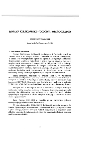 Analiza systemowa i zarządzanie : książka jubileuszowa z okazji 50-lecia pracy naukowej Romana Kulikowskiego * Uczony i organizator