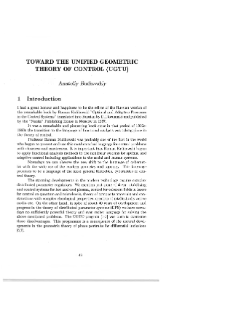 Analiza systemowa i zarządzanie : książka jubileuszowa z okazji 50-lecia pracy naukowej Romana Kulikowskiego * Toward the unified geometric theory of control