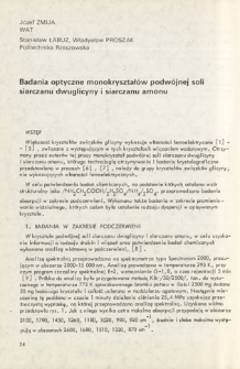 Badania optyczne monokryształ&oacute;w podw&oacute;jnej soli siarczanu dwuglicyny i siarczanu amonu = The optical investigation of double of diglycinum sulphate and amonium sulphate crystals