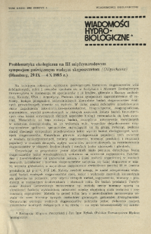 Problematyka ekologiczna na III międzynarodowym sympozjum poświęconym wodnym skaposzczetom (Oligochaeta) (Hamburg, 29 IX-4 X 1985 r.)