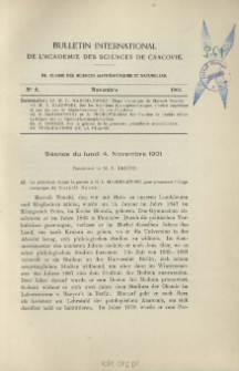 Bulletin International de L'Académie des Sciences de Cracovie. Classe des Sciences Mathématiques et Naturelles. Anzeiger der Akademie der Wissenschaften in Krakau. Mathematisch-Naturwissenschaftliche Klasse. Reihe B, Biologische Wissenschaften. Série B, Sciences Naturelles, No 8