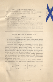 Bulletin International de L'Académie des Sciences de Cracovie. Classe des Sciences Mathématiques et Naturelles. Anzeiger der Akademie der Wissenschaften in Krakau. Mathematisch-Naturwissenschaftliche Klasse. Reihe B, Biologische Wissenschaften. Série B, Sciences Naturelles, No 1