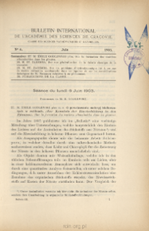 Bulletin International de L'Académie des Sciences de Cracovie. Classe des Sciences Mathématiques et Naturelles. Anzeiger der Akademie der Wissenschaften in Krakau. Mathematisch-Naturwissenschaftliche Klasse. Reihe B, Biologische Wissenschaften. Série B, Sciences Naturelles, No 6