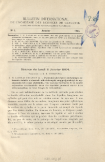 Bulletin International de L'Académie des Sciences de Cracovie. Classe des Sciences Mathématiques et Naturelles. Anzeiger der Akademie der Wissenschaften in Krakau. Mathematisch-Naturwissenschaftliche Klasse. Reihe B, Biologische Wissenschaften. Série B, Sciences Naturelles, No 1