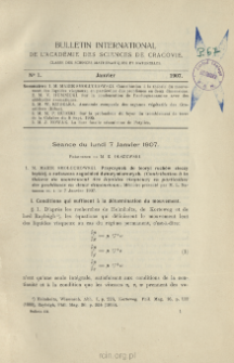 Bulletin International de L'Acad&eacute;mie des Sciences de Cracovie. Classe des Sciences Math&eacute;matiques et Naturelles. Anzeiger der Akademie der Wissenschaften in Krakau. Mathematisch-Naturwissenschaftliche Klasse. Reihe B, Biologische Wissenschaften. S&eacute;rie B, Sciences Naturelles, No 1