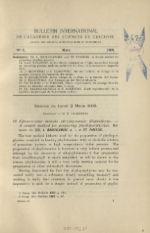 Bulletin International de L'Académie des Sciences de Cracovie. Classe des Sciences Mathématiques et Naturelles. Anzeiger der Akademie der Wissenschaften in Krakau. Mathematisch-Naturwissenschaftliche Klasse. Reihe B, Biologische Wissenschaften. Série B, Sciences Naturelles, No 3