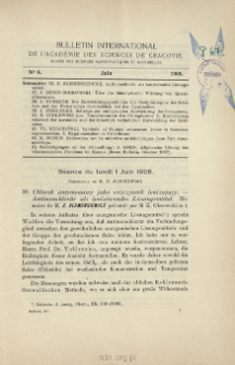 Bulletin International de L'Académie des Sciences de Cracovie. Classe des Sciences Mathématiques et Naturelles. Anzeiger der Akademie der Wissenschaften in Krakau. Mathematisch-Naturwissenschaftliche Klasse. Reihe B, Biologische Wissenschaften. Série B, Sciences Naturelles, No 6