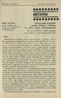 Wykorzystanie program&oacute;w z pakietu Wildiego i Orl&oacute;ciego do analizy danych fitosocjologicznych