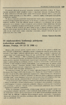 III międzynarodowa konferencja poswięcona środowiskom podmokłym (Rennes, Francja, 19-23 IX 1988 r.)