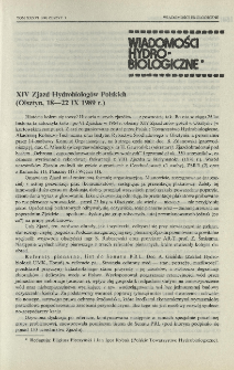 XIV Zjazd Hydrobiologów Polskich (Olsztyn, 18-22 IX 1989 r.)