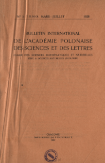 Bulletin International de L'Acad&eacute;mie des Sciences de Cracovie. Classe des Sciences Math&eacute;matiques et Naturelles. Anzeiger der Akademie der Wissenschaften in Krakau. Mathematisch-Naturwissenschaftliche Klasse. Reihe B, Biologische Wissenschaften. S&eacute;rie B, Sciences Naturelles, 1928,No 3-7