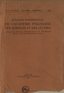 Bulletin International de L'Académie des Sciences de Cracovie. Classe des Sciences Mathématiques et Naturelles. Anzeiger der Akademie der Wissenschaften in Krakau. Mathematisch-Naturwissenschaftliche Klasse. Reihe B, Biologische Wissenschaften. Série B, Sciences Naturelles, 1928.No 8-10
