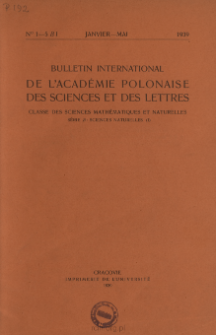 Bulletin International de L'Acad&eacute;mie des Sciences de Cracovie. Classe des Sciences Math&eacute;matiques et Naturelles. Anzeiger der Akademie der Wissenschaften in Krakau. Mathematisch-Naturwissenschaftliche Klasse. Reihe B, Biologische Wissenschaften. S&eacute;rie B, Sciences Naturelles, 1939. No 1-5