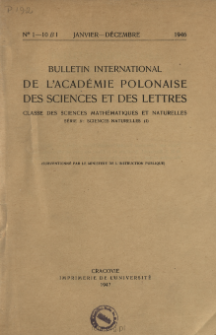 Bulletin International de L'Académie des Sciences de Cracovie. Classe des Sciences Mathématiques et Naturelles. Sciences Naturelles, 1946, No 1-10
