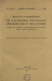 Bulletin International de L'Académie des Sciences de Cracovie. Classe des Sciences Mathématiques et Naturelles. Sciences Naturelles, 1948, No 1-10