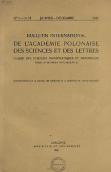 Bulletin International de L'Acad&eacute;mie des Sciences de Cracovie. Classe des Sciences Math&eacute;matiques et Naturelles. Sciences Naturelles, 1948, No 1-10