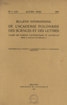 Bulletin International de L'Académie des Sciences de Cracovie. Classe des Sciences Mathématiques et Naturelles. Sciences Naturelles, 1950, No 1-3