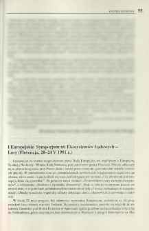 I Europejskie Sympozjum nt. Ekosystemów Lądowych - Lasy (Florencja, 20-24 V 1991 r.)
