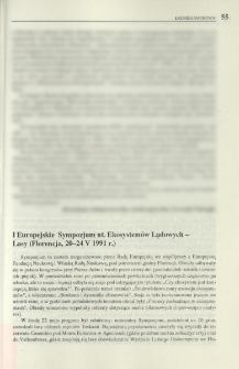 I Europejskie Sympozjum nt. Ekosystem&oacute;w Lądowych - Lasy (Florencja, 20-24 V 1991 r.)