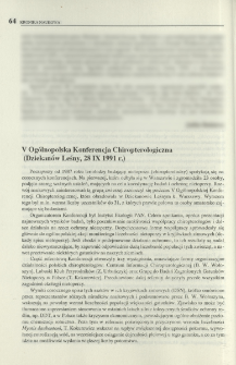 V Ogólnopolska Konferenja Chiropterologiczna (Dziekanów Leśny, 28 IX 1991 r.)