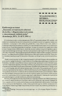 Konferencja na temat "Znaczenie zewnętrznych zaburzeń dla krótko- i długoterminowych zmian w ekosystemach wielkich jezior" (Konstancja, RFN, 21-26 X 1991 r.)