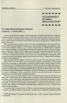 XV Zjazd Hydrobiologów Polskich (Gdańsk, 7-10 IX 1992 r.)