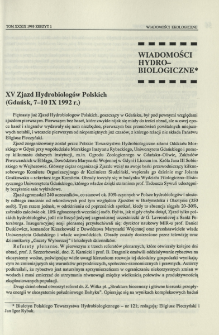 XV Zjazd Hydrobiolog&oacute;w Polskich (Gdańsk, 7-10 IX 1992 r.)