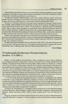 VI Ogólnopolska Konferencja Chiropterologiczna (Kraków, 17 X 1992 r.)