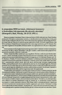 6. sympozjum IHSS na temat "Substancje humusowe w środowisku i ich znaczenie dla zdrowia człowieka" (Monopoli k. Bari, Włochy, 20-25 IX 1992 r.)