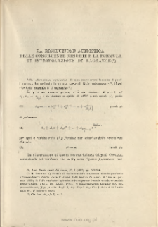 La risoluzione apiristica delle conguenze binomie e la formula di interpolazione di Lagrange