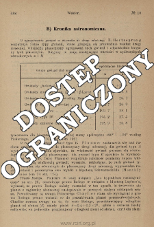 Kronika naukowa. B. Kronika astronomiczna