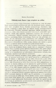 The action of fluor and its compounds on plants