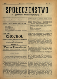 Społeczeństwo : tygodnik naukowo-literacki, społeczny i polityczny 1909 N.13
