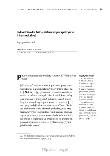 Jednodniówka TAK – lektura w perspektywie intermedialnej