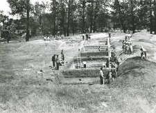 Research trenches with profile witnesses during excavations