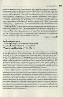 Konferencja na temat " Przewidywalność i modelowanie nieliniowe w naukach przyrodniczych i ekonomice" (Wageningen, Holandia, 5-7 IV 1993 r.)