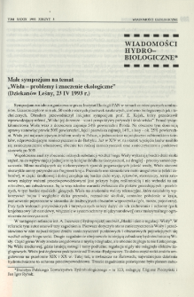 Małe sympozjum na temat "Wisła - problemy i znaczenie ekologiczne" (Dziekanów Leśny, 23 IV 1993 r.)