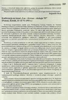 Konferencja na temat "Las-drewno-ekologia '93" (Poznań, Kórnik, 15-16 VI 1993 r.)