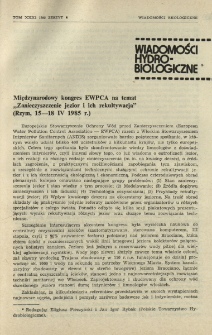 Międzynarodowy kongres EWPCA na temat "Zanieczyszczenie jezior i ich rekultywacja" (Rzym, 15-18 IV 1985 r.)